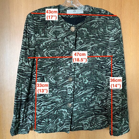 Devonshire Cream Green Swirl Golden Sparkle Pattern Blazer and Skirt AS-IS - Picture 3 of 14